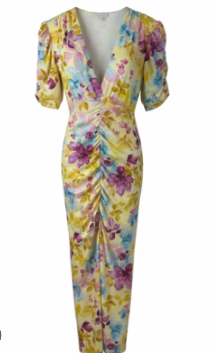 Vestido floral frunce