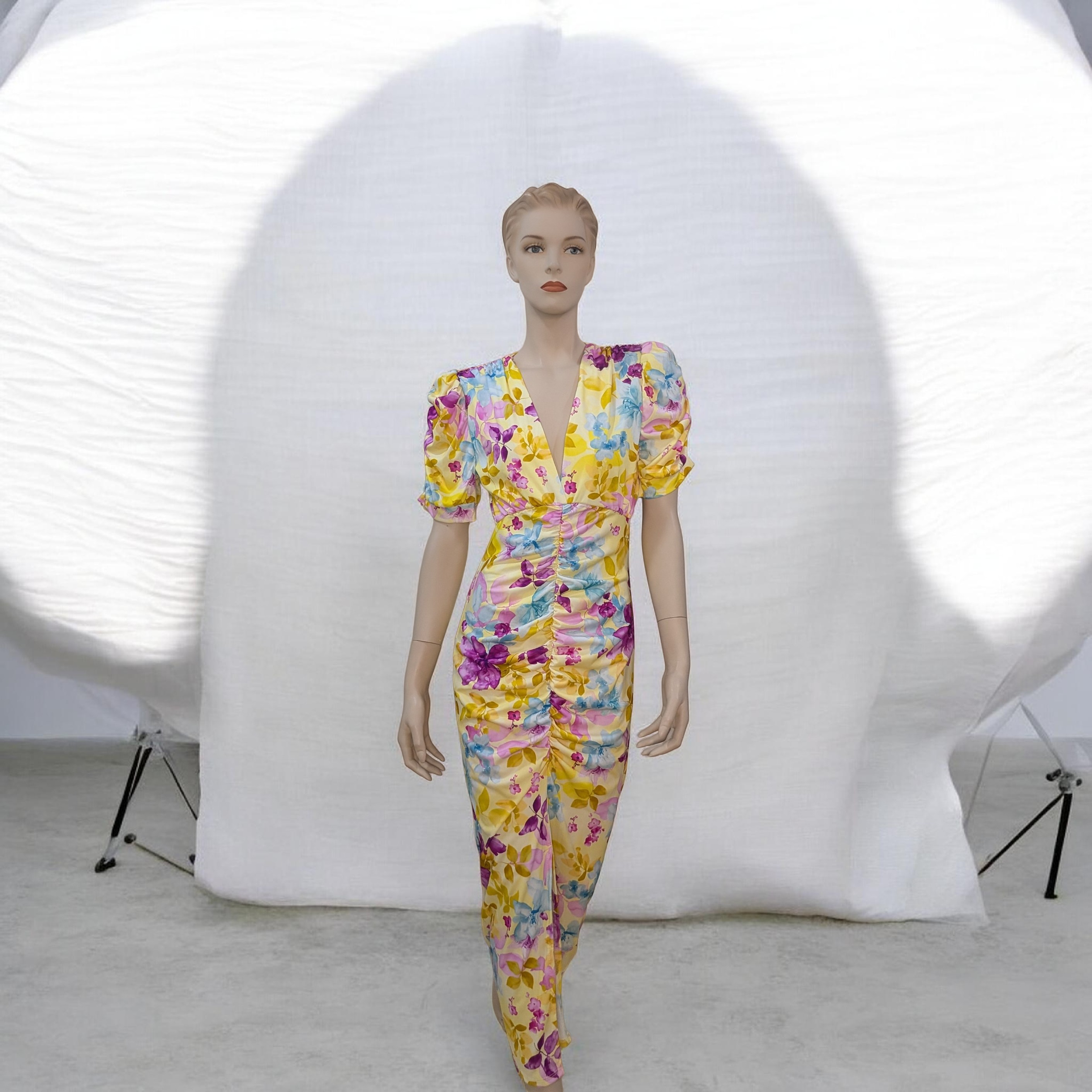 Vestido floral frunce